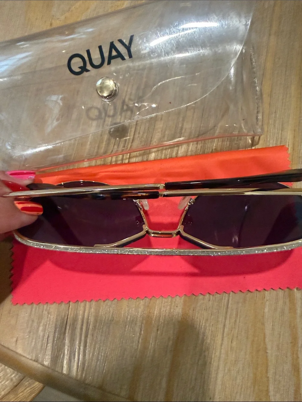 Quay Australia Gold Frame Sunglasses with Purple Lenses